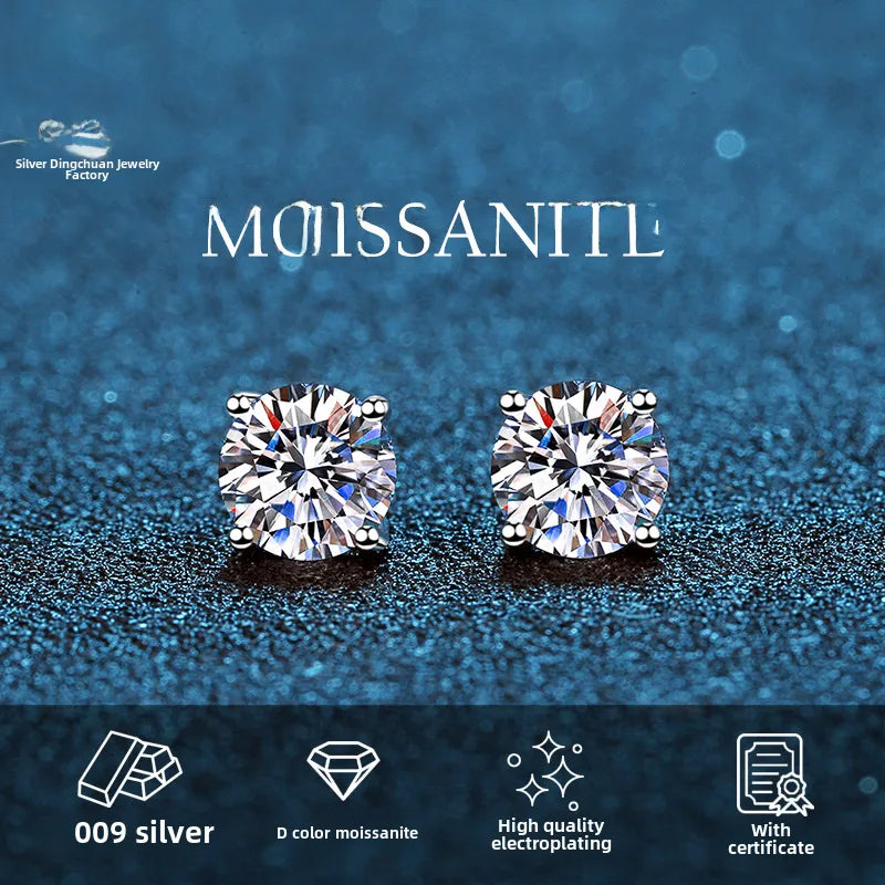 925 sterling silver geometric earrings, moissanite and zircon