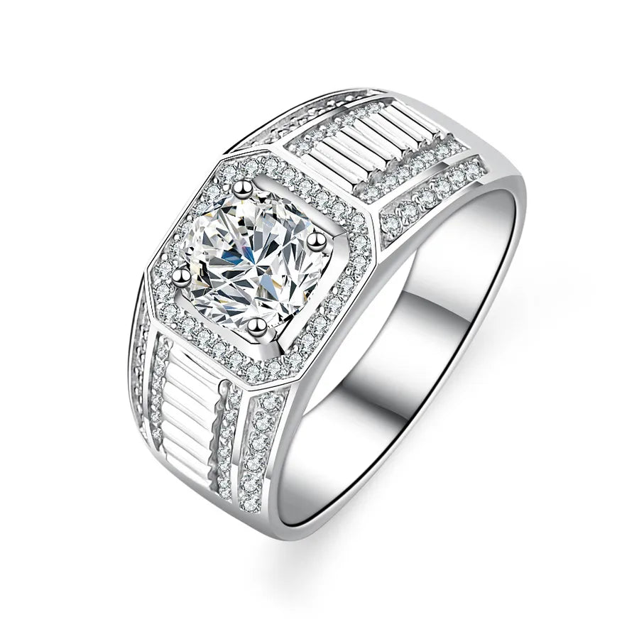 925 sterling silver heart ring, moissanite and zircon inlay