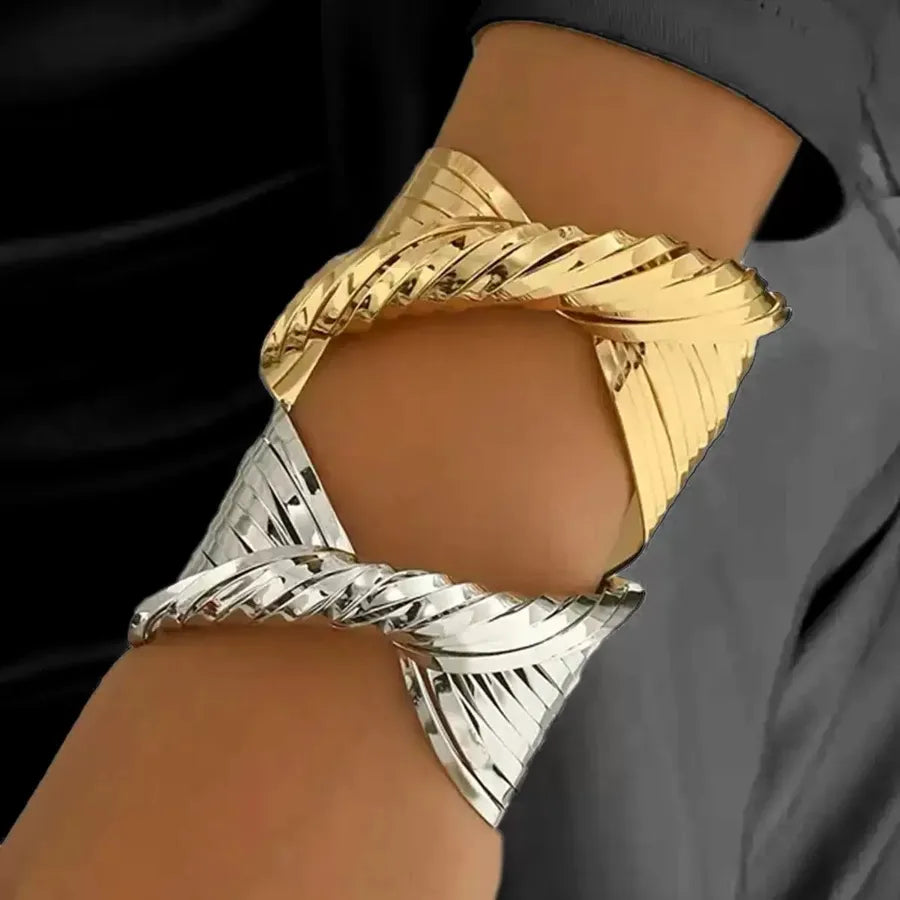 Irregular flip design bangle, elegant glam style