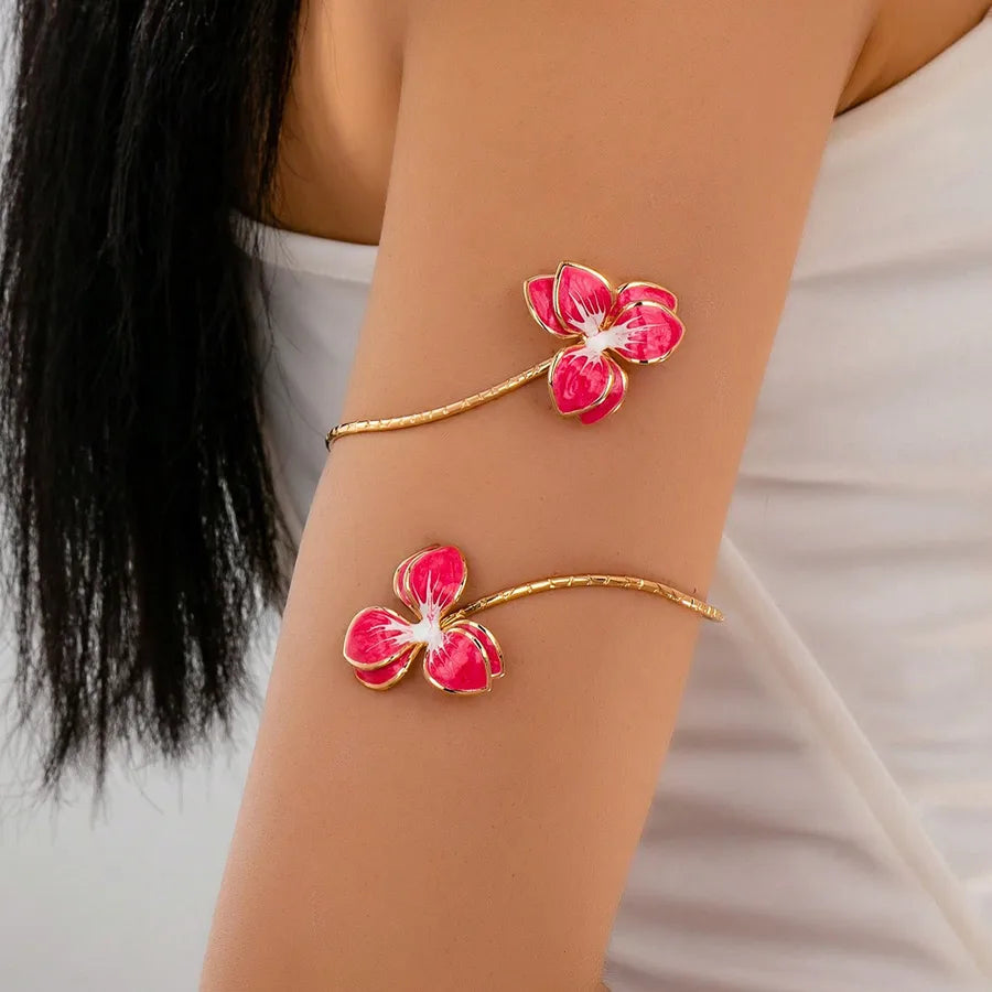 Multi-layer open flower arm ring, summer beach style