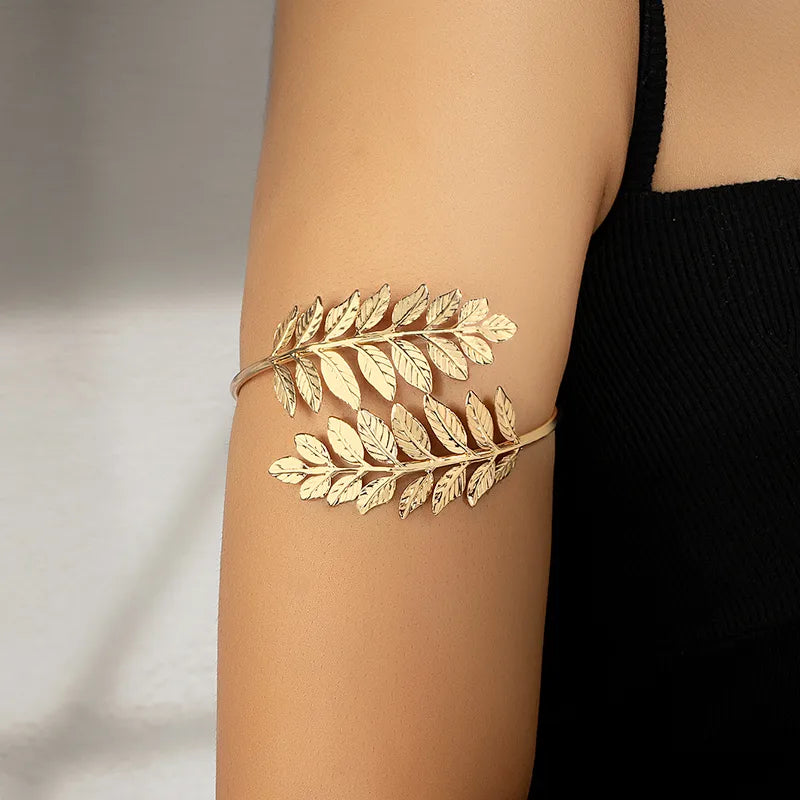 Punk leaves arm bracelet, gold alloy