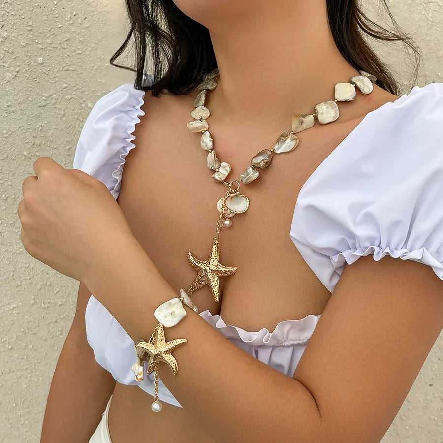 Sweet starfish beaded chain bracelet, beach style